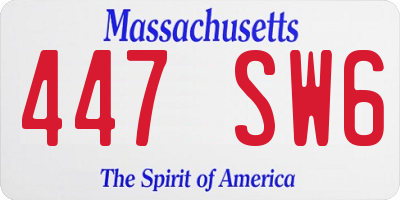 MA license plate 447SW6