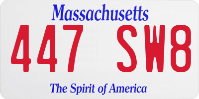 MA license plate 447SW8