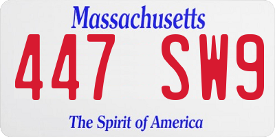MA license plate 447SW9