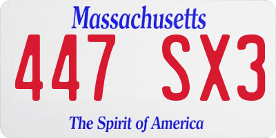 MA license plate 447SX3
