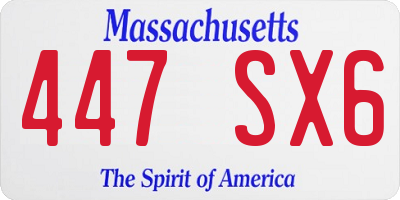MA license plate 447SX6