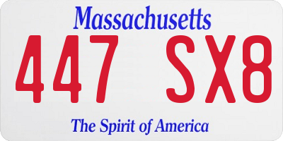 MA license plate 447SX8
