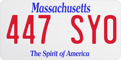 MA license plate 447SY0