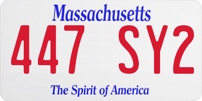 MA license plate 447SY2