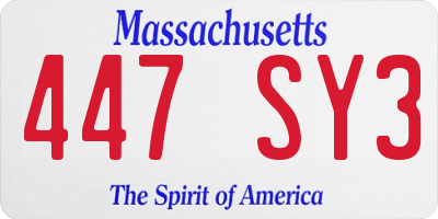 MA license plate 447SY3