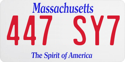 MA license plate 447SY7
