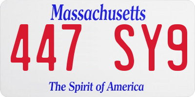 MA license plate 447SY9