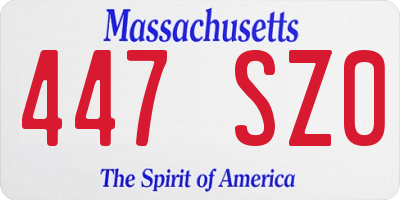 MA license plate 447SZ0