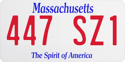 MA license plate 447SZ1
