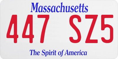 MA license plate 447SZ5