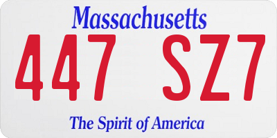 MA license plate 447SZ7