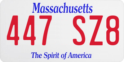 MA license plate 447SZ8