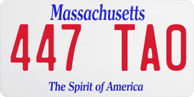 MA license plate 447TA0