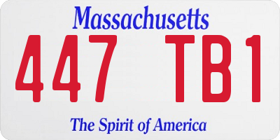 MA license plate 447TB1
