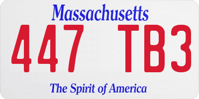 MA license plate 447TB3