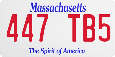 MA license plate 447TB5