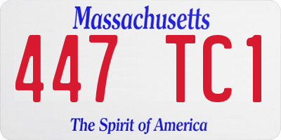 MA license plate 447TC1