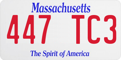 MA license plate 447TC3