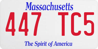MA license plate 447TC5
