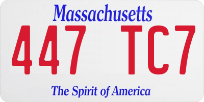 MA license plate 447TC7