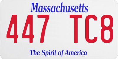 MA license plate 447TC8