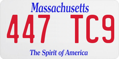 MA license plate 447TC9