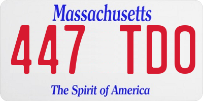 MA license plate 447TD0