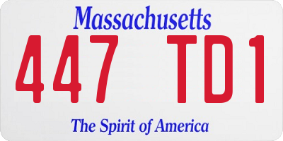 MA license plate 447TD1