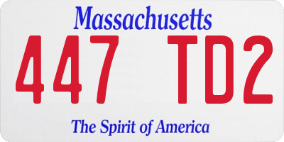 MA license plate 447TD2