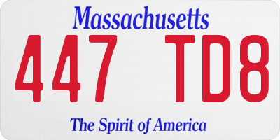 MA license plate 447TD8