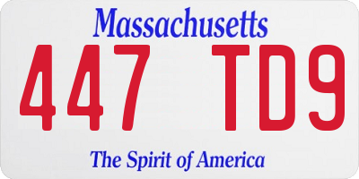 MA license plate 447TD9