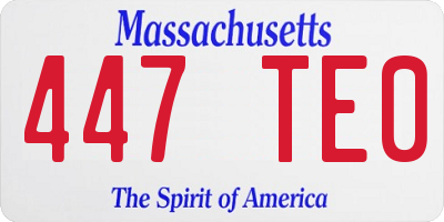 MA license plate 447TE0