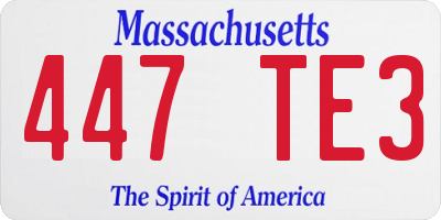 MA license plate 447TE3