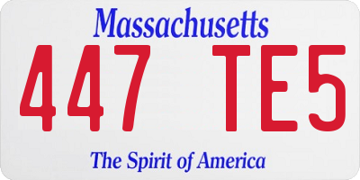 MA license plate 447TE5
