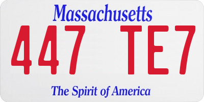 MA license plate 447TE7
