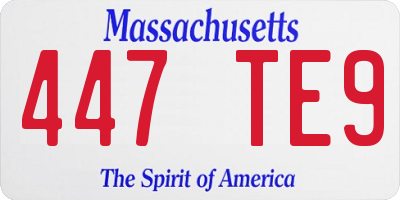 MA license plate 447TE9