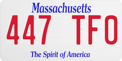 MA license plate 447TF0