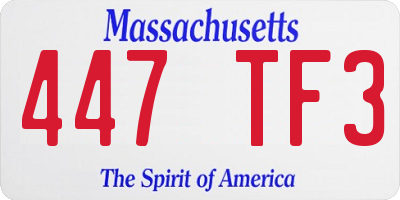 MA license plate 447TF3