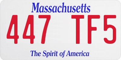 MA license plate 447TF5