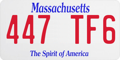 MA license plate 447TF6
