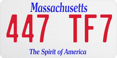 MA license plate 447TF7
