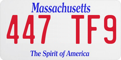 MA license plate 447TF9