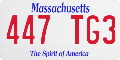 MA license plate 447TG3