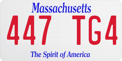 MA license plate 447TG4