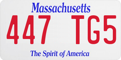 MA license plate 447TG5