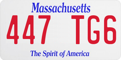 MA license plate 447TG6