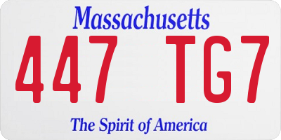 MA license plate 447TG7