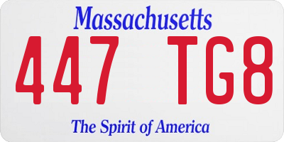 MA license plate 447TG8