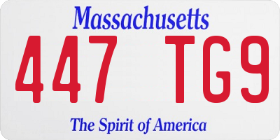 MA license plate 447TG9