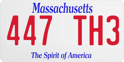 MA license plate 447TH3